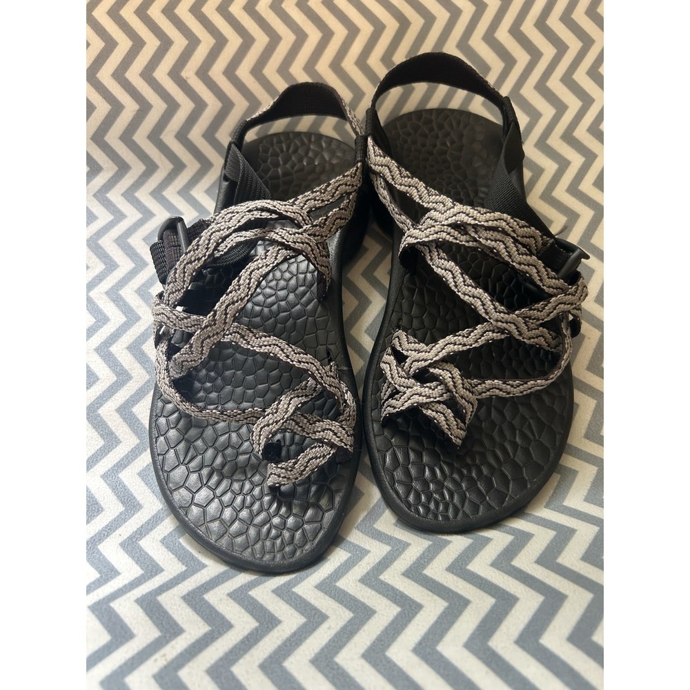 Chaco Z/Cloud Womens Size 6 Sport Sandals Black Gray Adjustable Straps Hiking